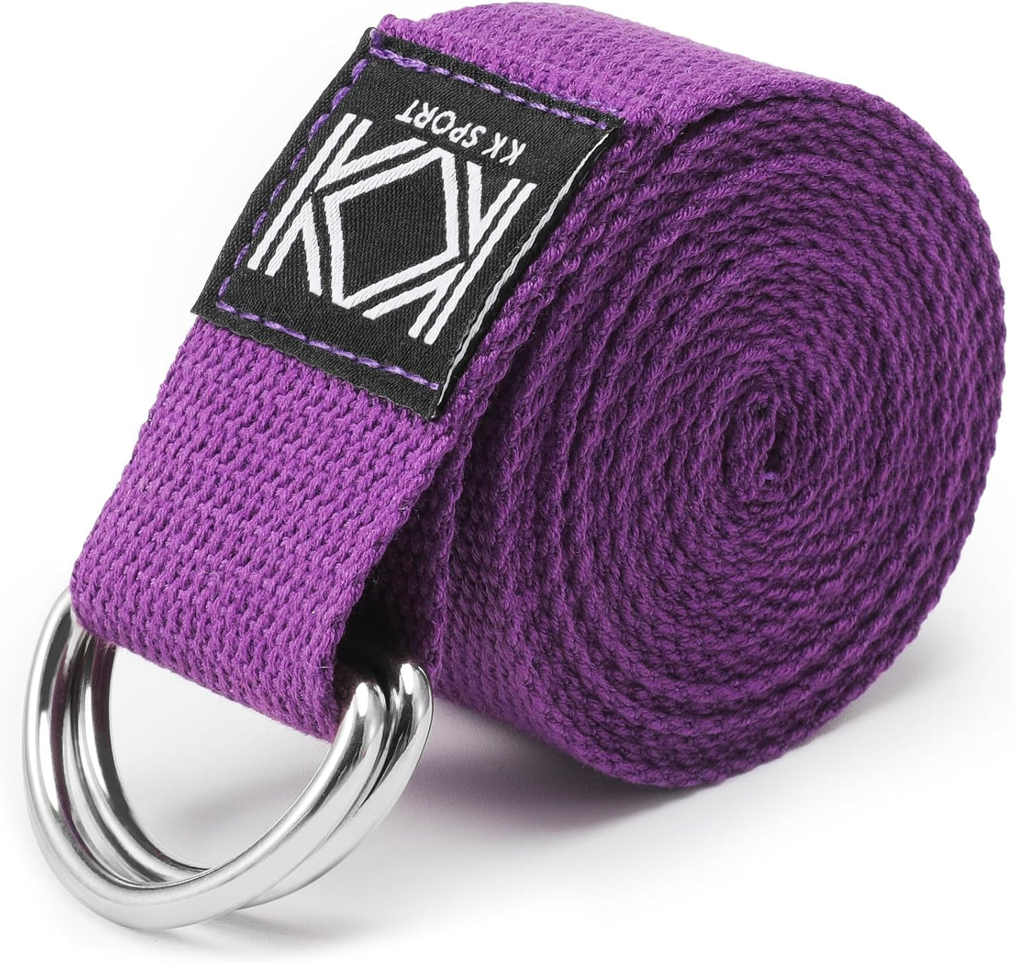 KK D-Ring Buckle Yoga Strap – 2M Long Yoga Belt - Adjustable, Non-Slip, Sweat-Wicking Exercise Straps For Maintaining Poses
