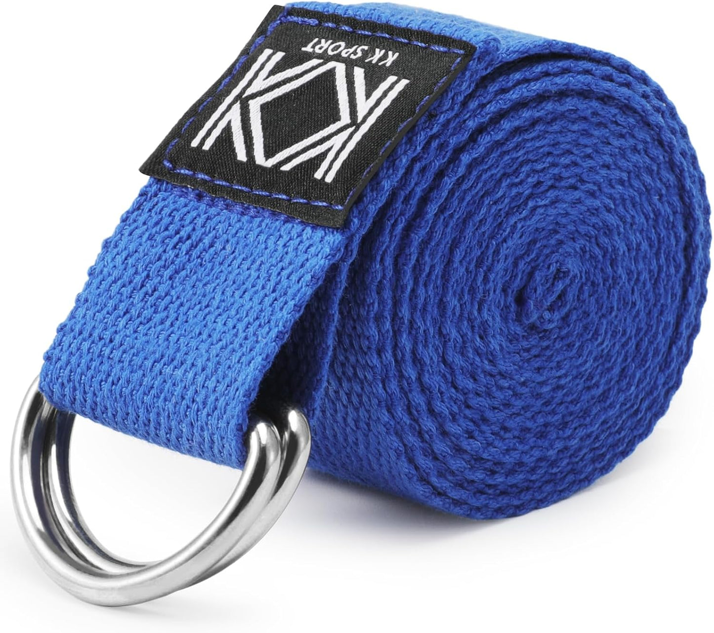 KK D-Ring Buckle Yoga Strap – 2M Long Yoga Belt - Adjustable, Non-Slip, Sweat-Wicking Exercise Straps For Maintaining Poses
