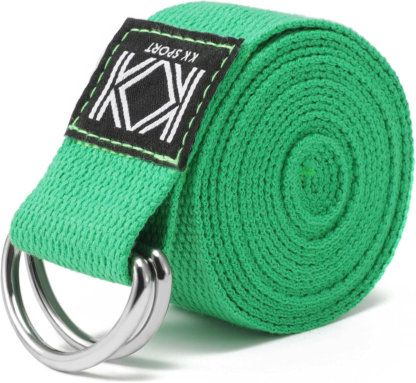 KK D-Ring Buckle Yoga Strap – 2M Long Yoga Belt - Adjustable, Non-Slip, Sweat-Wicking Exercise Straps For Maintaining Poses
