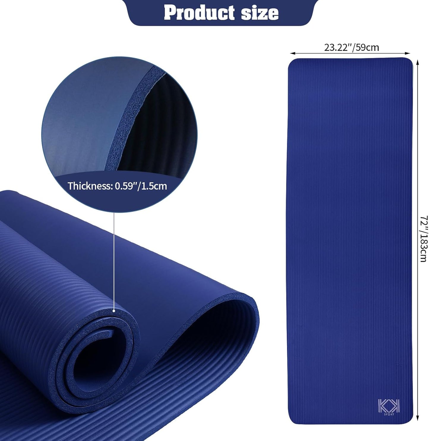 Yoga Mat 15mm thick padded NBR Non Slip Exercise Mats for yoga