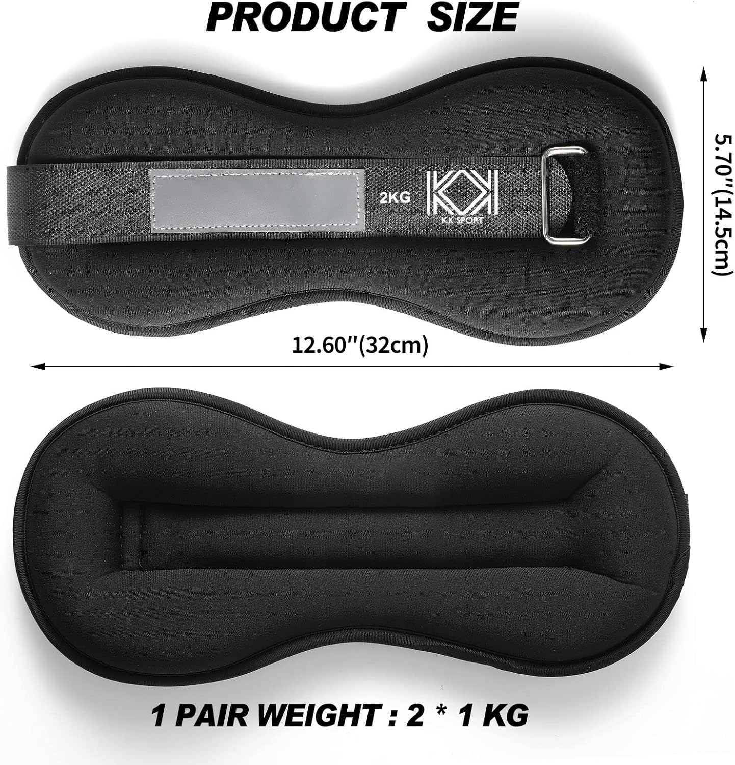 KK Neoprene Ankle Straps Pair - Adjustable Straps for Ankle - Leg Weights Pair for Exercise - Adjustable Leg Straps with Neoprene Padding for Walk, Running, Workouts, & Training
