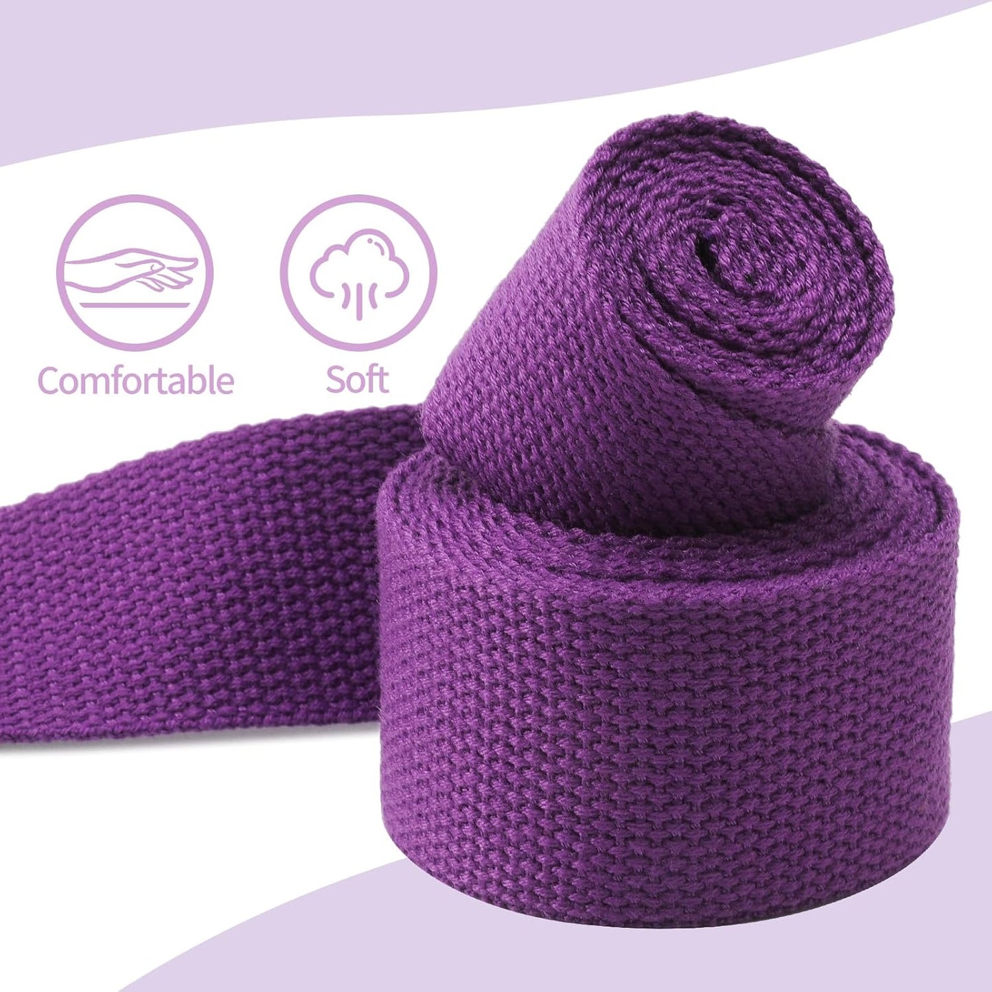 KK D-Ring Buckle Yoga Strap – 2M Long Yoga Belt - Adjustable, Non-Slip, Sweat-Wicking Exercise Straps For Maintaining Poses
