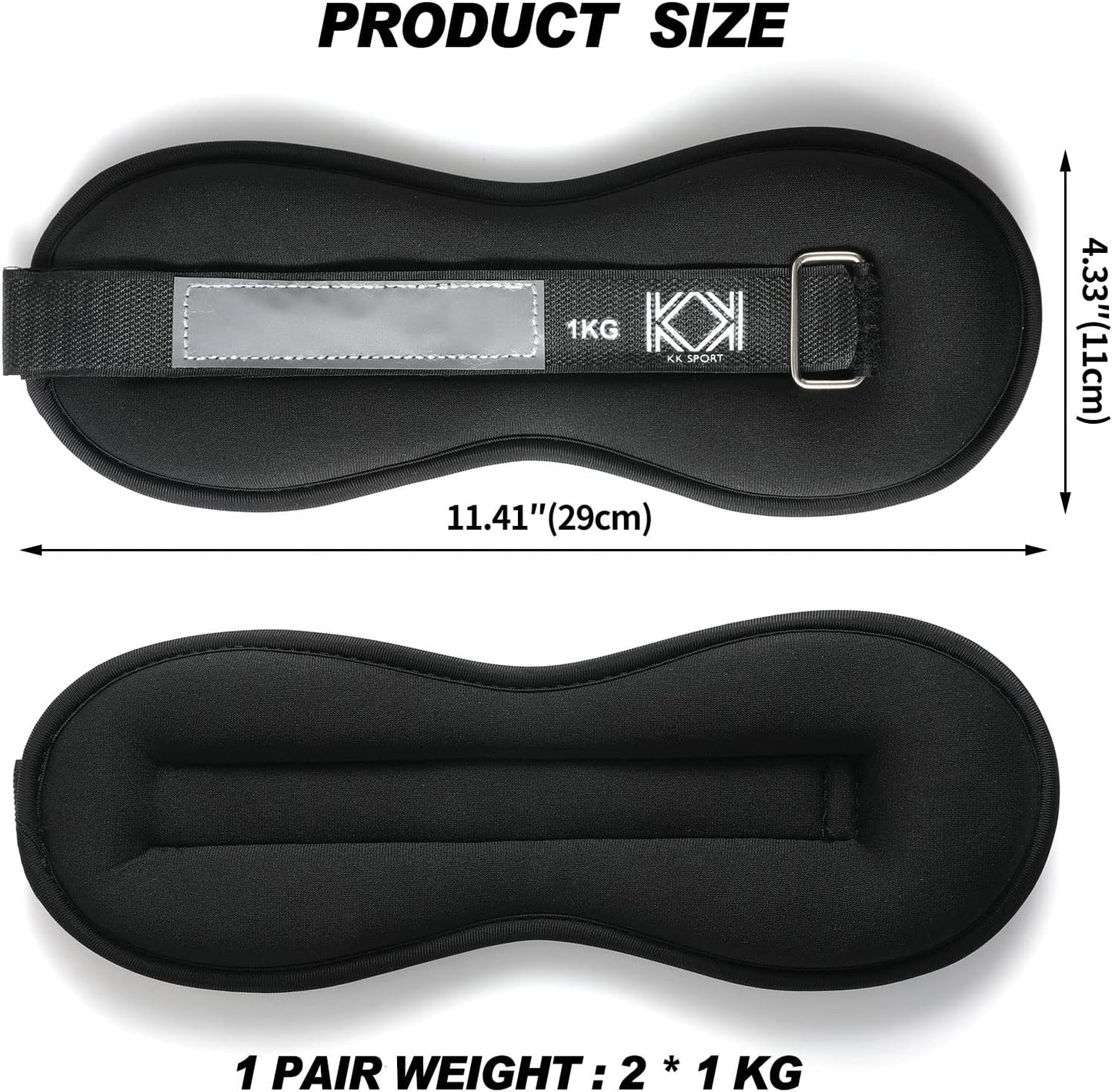 KK Neoprene Ankle Straps Pair - Adjustable Straps for Ankle - Leg Weights Pair for Exercise - Adjustable Leg Straps with Neoprene Padding for Walk, Running, Workouts, & Training
