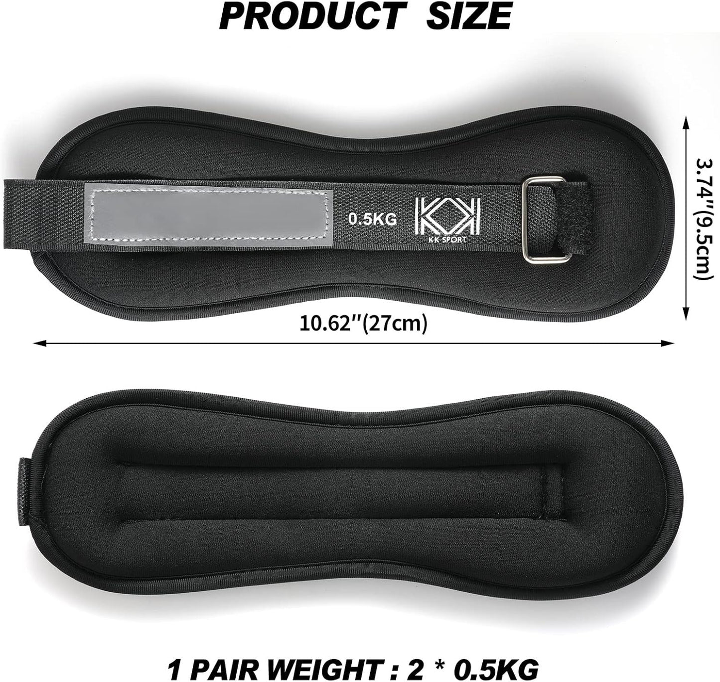 KK Neoprene Ankle Straps Pair - Adjustable Straps for Ankle - Leg Weights Pair for Exercise - Adjustable Leg Straps with Neoprene Padding for Walk, Running, Workouts, & Training