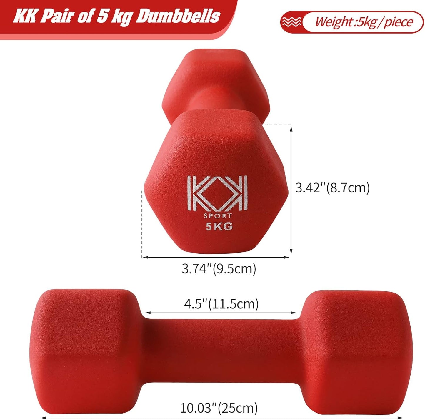 KK Neoprene Dumbbells for Home, and Gym- Hand Weights Dumbbells for Exercise