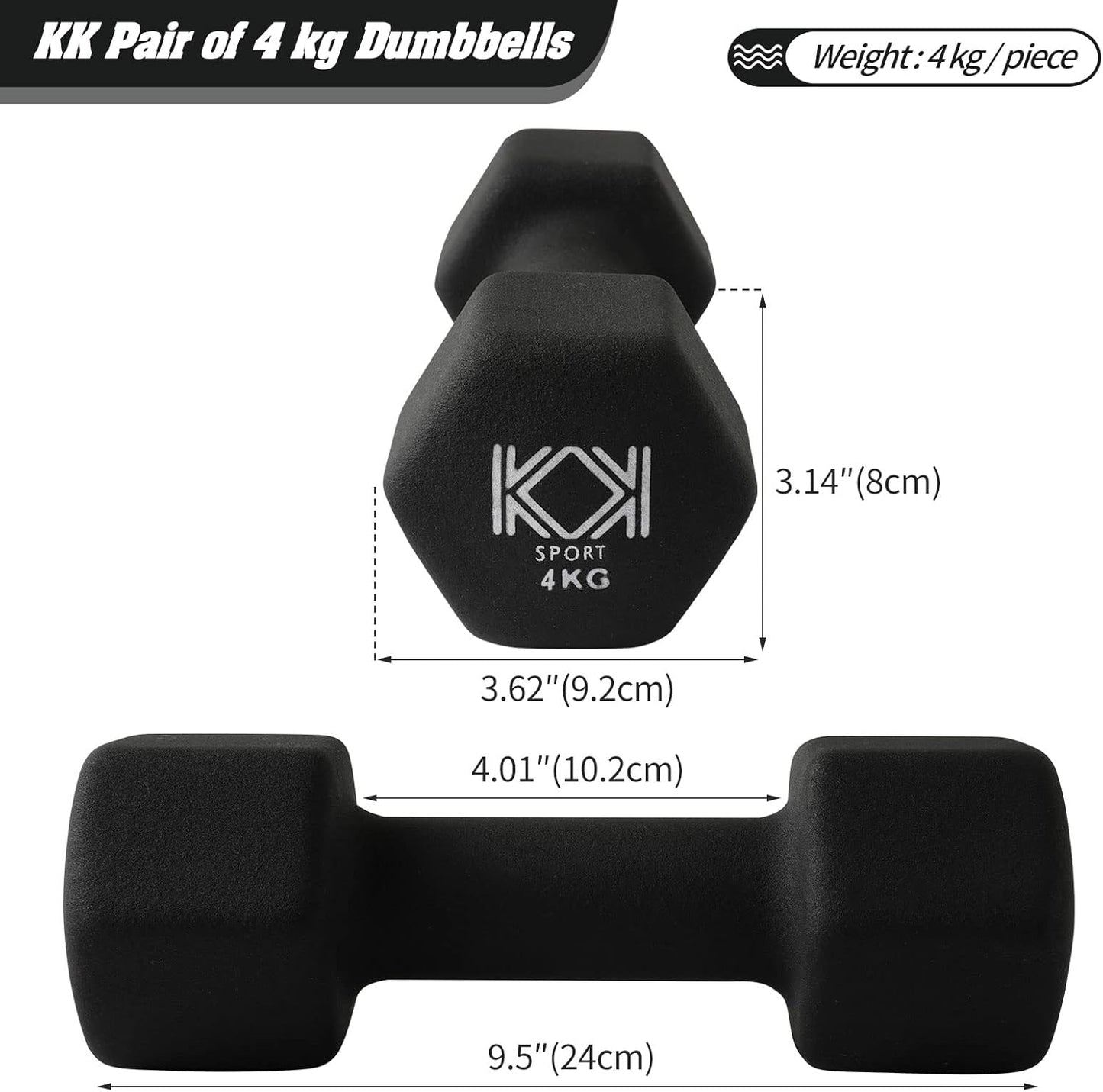 KK Neoprene Dumbbells for Home, and Gym- Hand Weights Dumbbells for Exercise