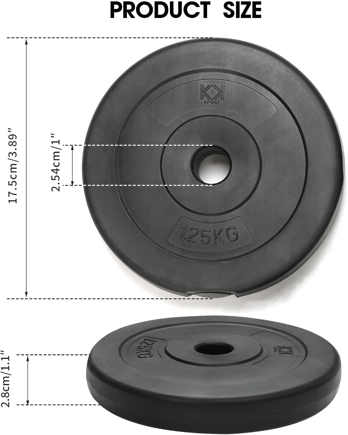 KK Vinyl Weight Plate Set. 1 Inch Vinyl Weight Disc Pair Dumbbell Plates for Home or Gym Training or Weightlifting