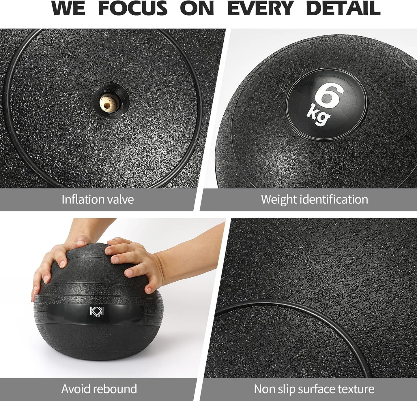 KK Slam Ball Heavy Duty Medicine Ball. No Bounce Rubber Exercise Ball
