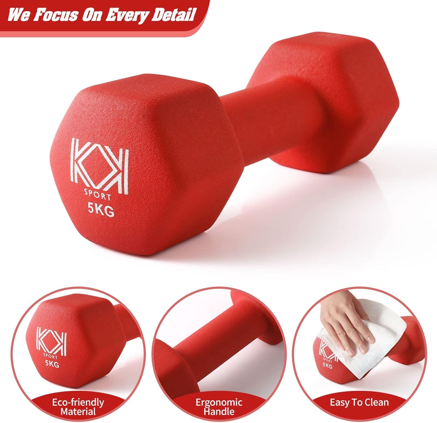KK Neoprene Dumbbells for Home, and Gym- Hand Weights Dumbbells for Exercise