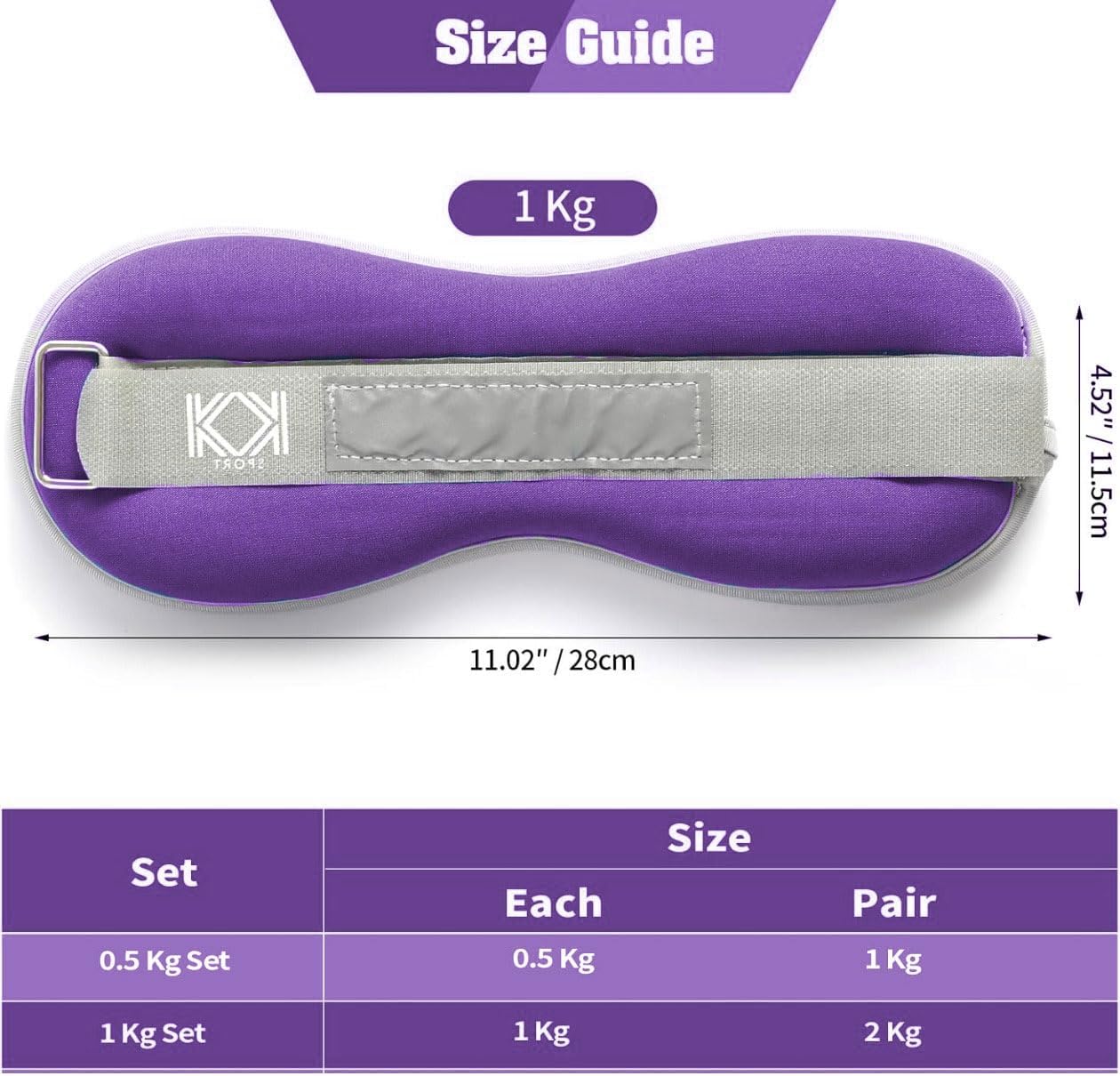 KK Neoprene Ankle Straps Pair - Adjustable Straps for Ankle - Leg Weights Pair for Exercise - Adjustable Leg Straps with Neoprene Padding for Walk, Running, Workouts, & Training
