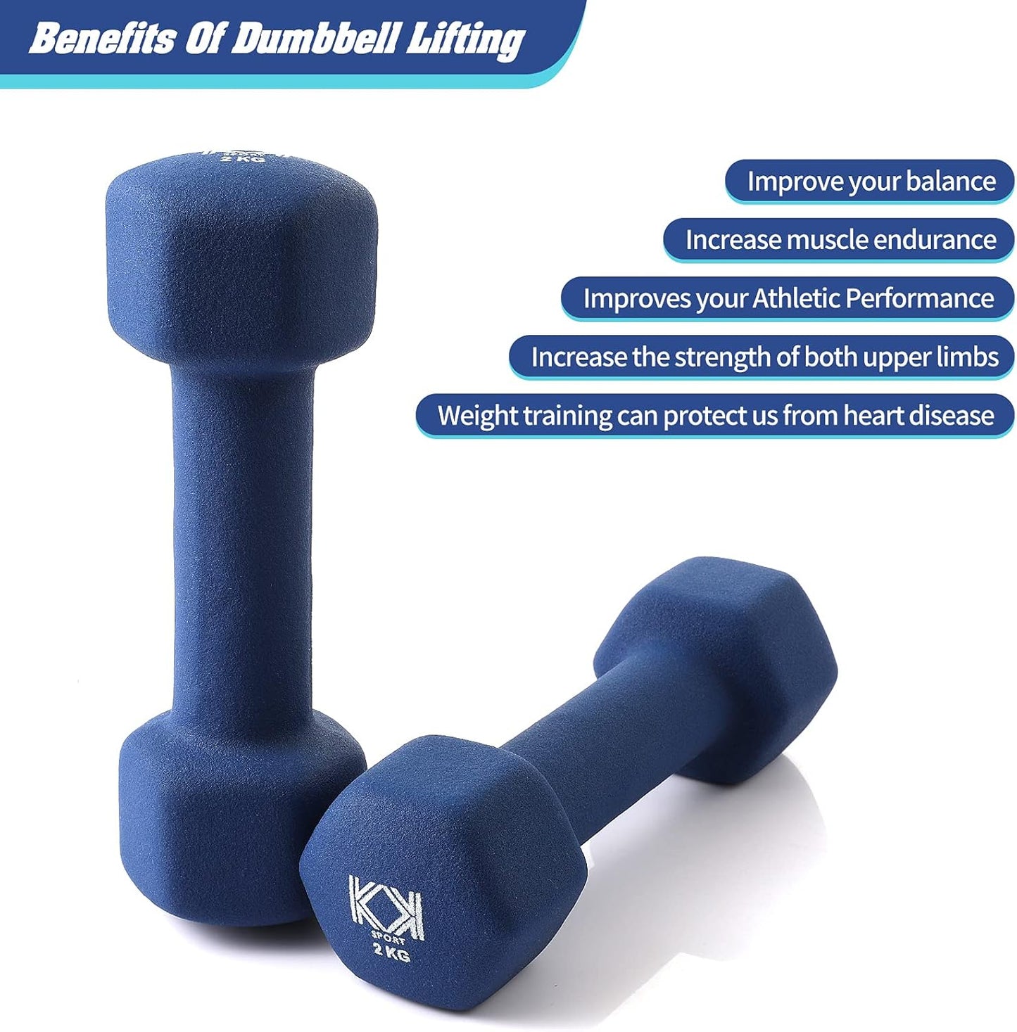 KK Neoprene Dumbbells for Home, and Gym- Hand Weights Dumbbells for Exercise