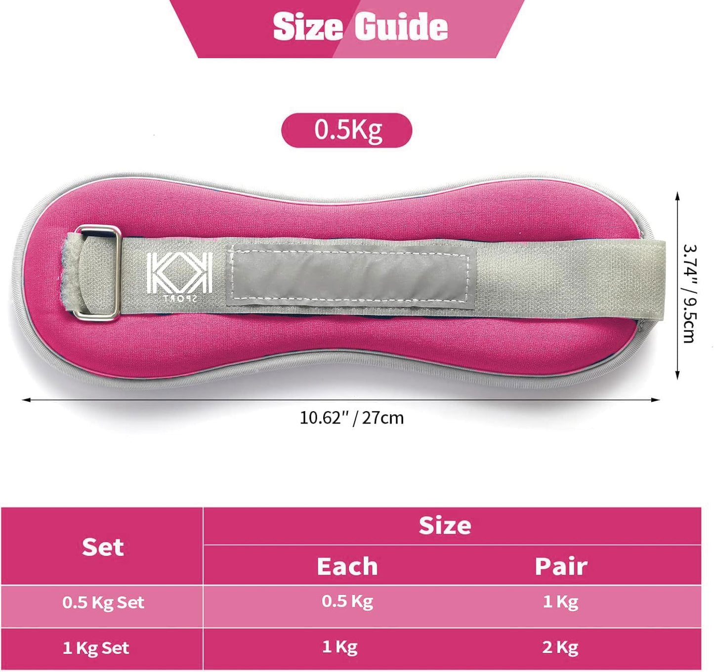 KK Neoprene Ankle Straps Pair - Adjustable Straps for Ankle - Leg Weights Pair for Exercise - Adjustable Leg Straps with Neoprene Padding for Walk, Running, Workouts, & Training