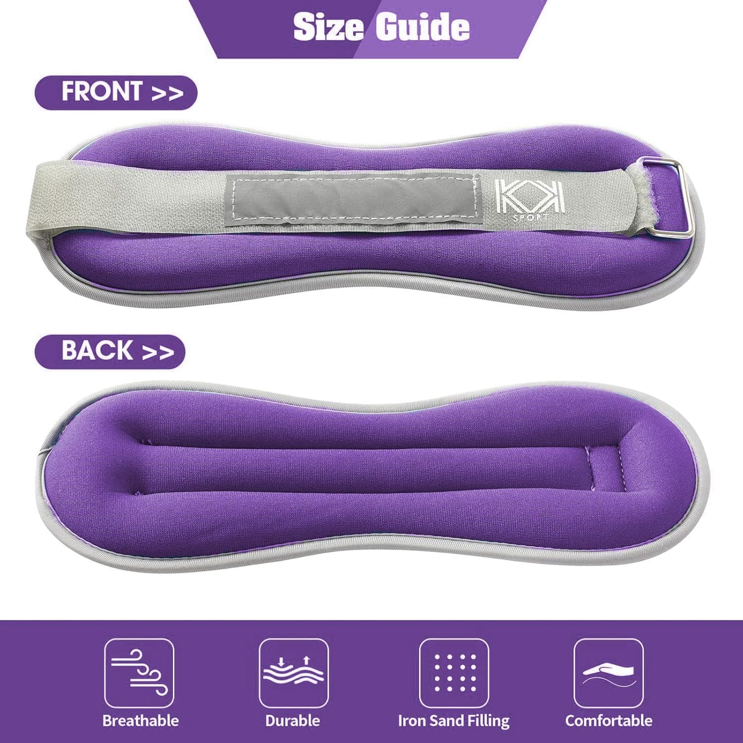 KK Neoprene Ankle Straps Pair - Adjustable Straps for Ankle - Leg Weights Pair for Exercise - Adjustable Leg Straps with Neoprene Padding for Walk, Running, Workouts, & Training