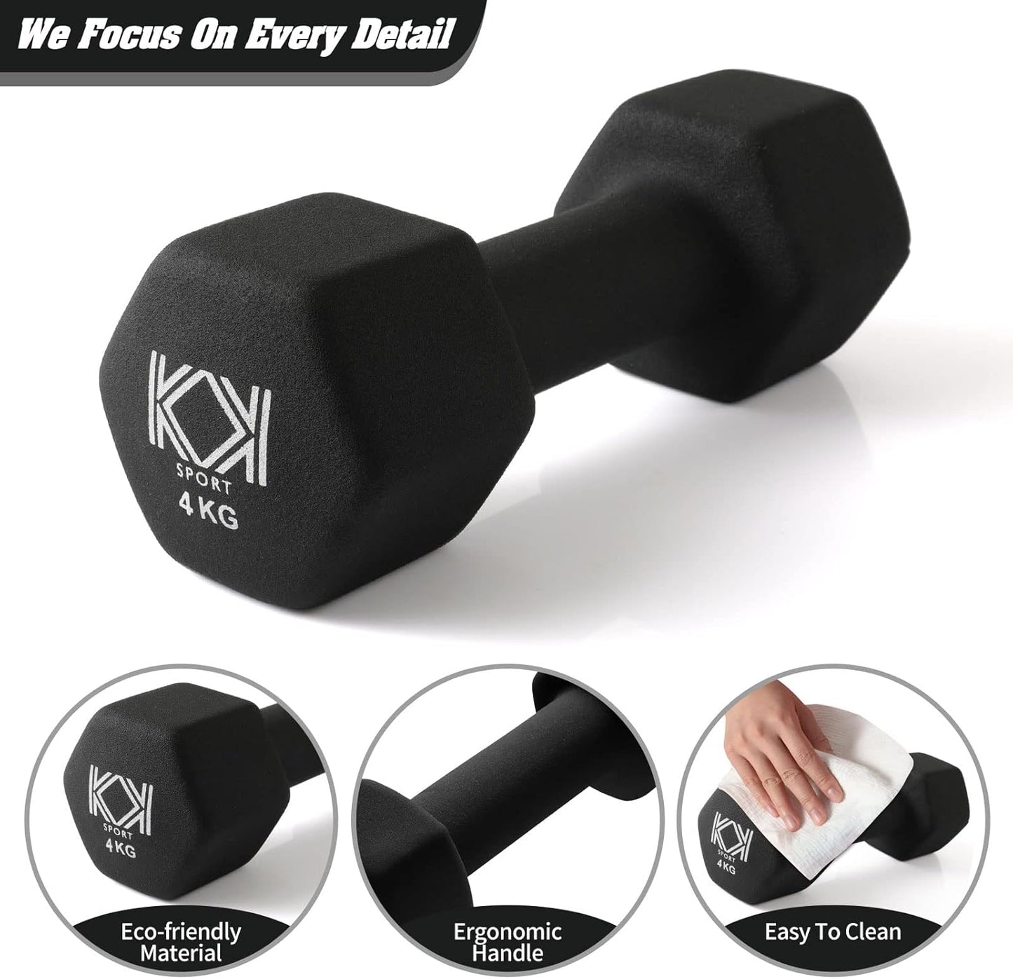 KK Neoprene Dumbbells for Home, and Gym- Hand Weights Dumbbells for Exercise