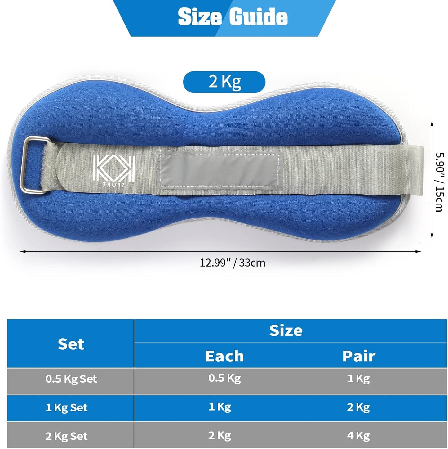 KK Neoprene Ankle Straps Pair - Adjustable Straps for Ankle - Leg Weights Pair for Exercise - Adjustable Leg Straps with Neoprene Padding for Walk, Running, Workouts, & Training