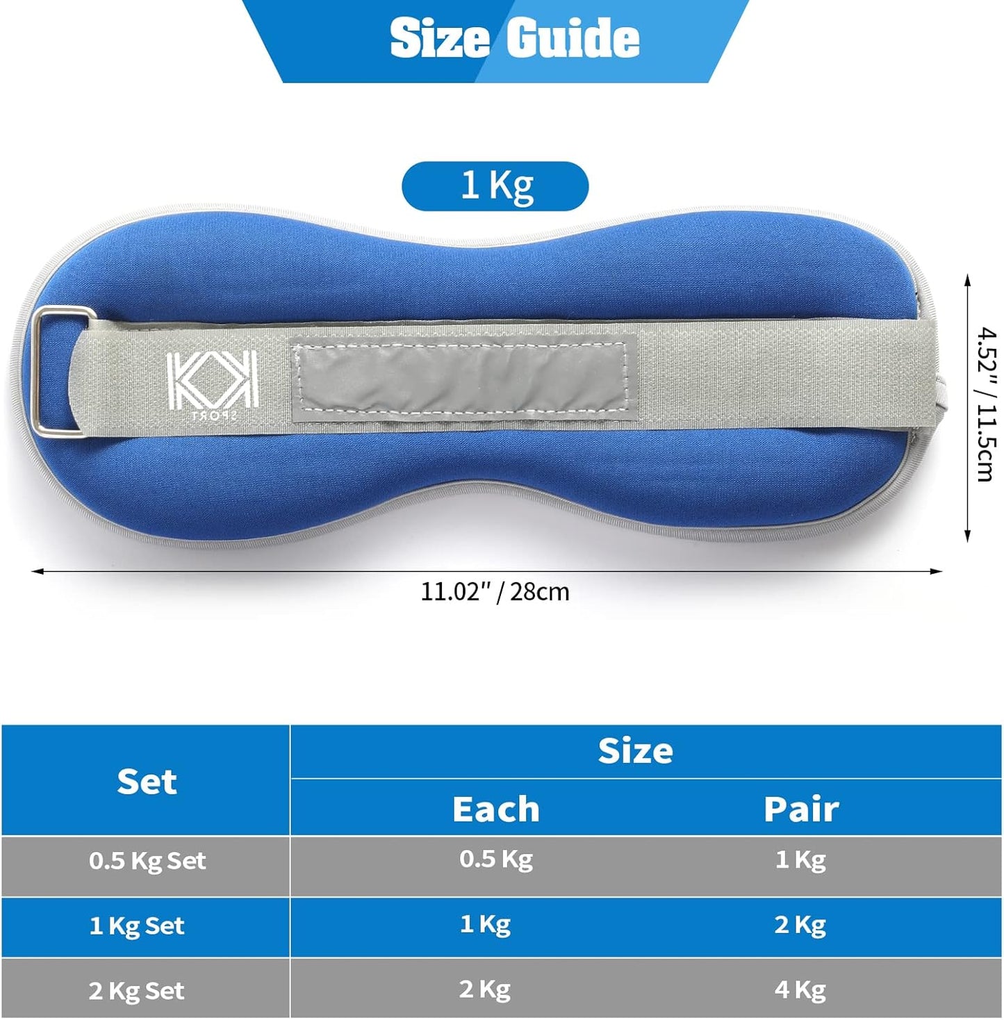 KK Neoprene Ankle Straps Pair - Adjustable Straps for Ankle - Leg Weights Pair for Exercise - Adjustable Leg Straps with Neoprene Padding for Walk, Running, Workouts, & Training