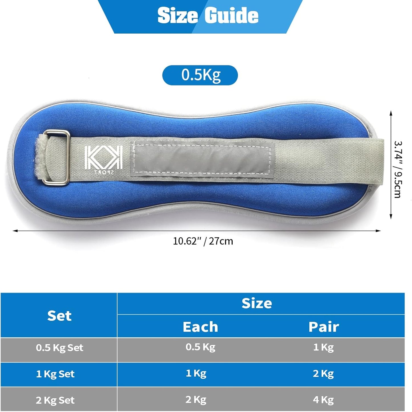 KK Neoprene Ankle Straps Pair - Adjustable Straps for Ankle - Leg Weights Pair for Exercise - Adjustable Leg Straps with Neoprene Padding for Walk, Running, Workouts, & Training