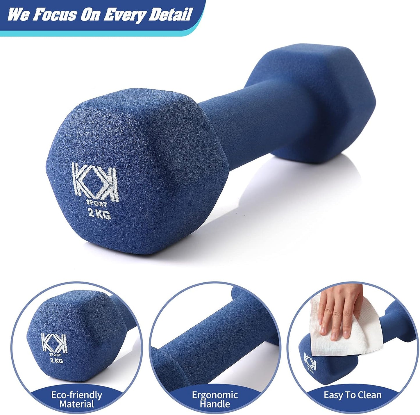 KK Neoprene Dumbbells for Home, and Gym- Hand Weights Dumbbells for Exercise
