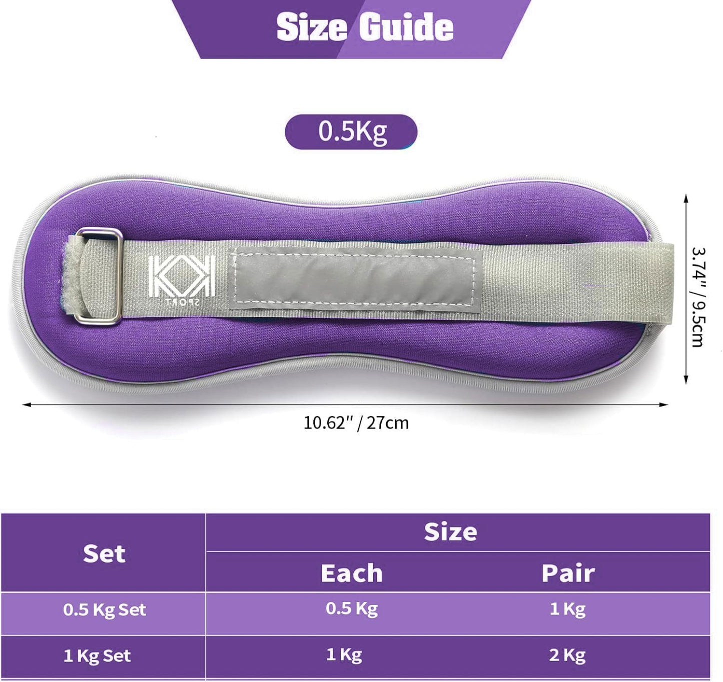 KK Neoprene Ankle Straps Pair - Adjustable Straps for Ankle - Leg Weights Pair for Exercise - Adjustable Leg Straps with Neoprene Padding for Walk, Running, Workouts, & Training
