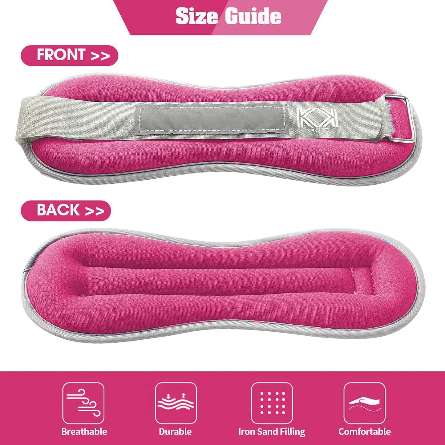 KK Neoprene Ankle Straps Pair - Adjustable Straps for Ankle - Leg Weights Pair for Exercise - Adjustable Leg Straps with Neoprene Padding for Walk, Running, Workouts, & Training