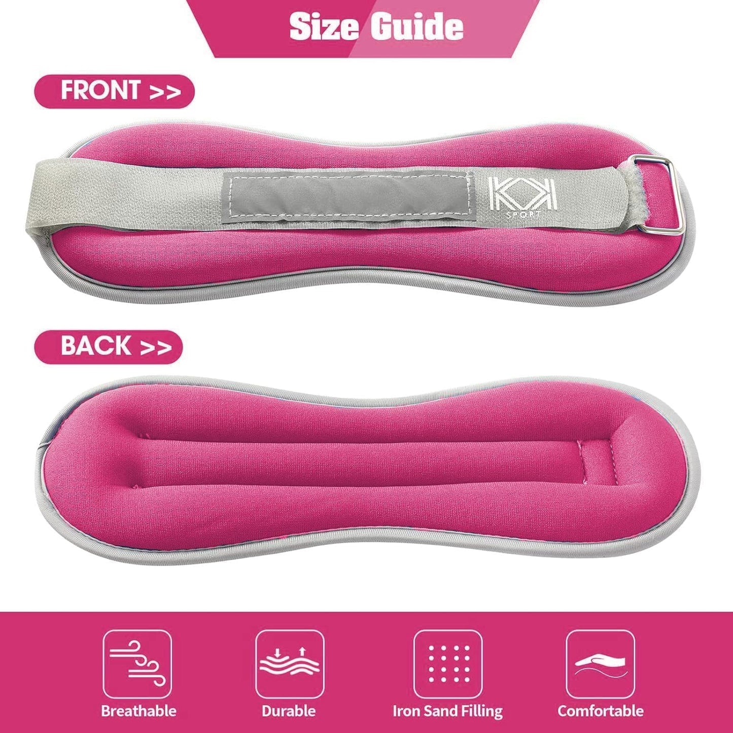 KK Neoprene Ankle Straps Pair - Adjustable Straps for Ankle - Leg Weights Pair for Exercise - Adjustable Leg Straps with Neoprene Padding for Walk, Running, Workouts, & Training