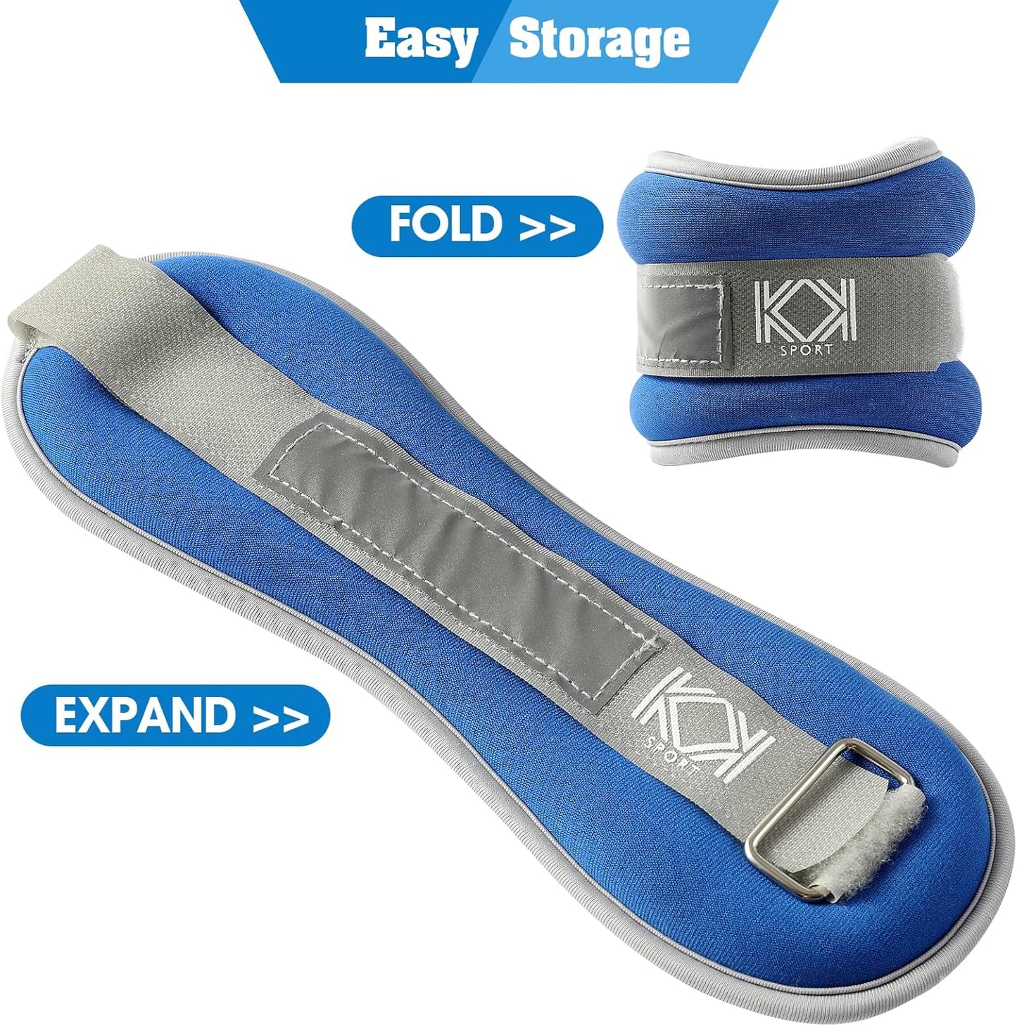 KK Neoprene Ankle Straps Pair - Adjustable Straps for Ankle - Leg Weights Pair for Exercise - Adjustable Leg Straps with Neoprene Padding for Walk, Running, Workouts, & Training