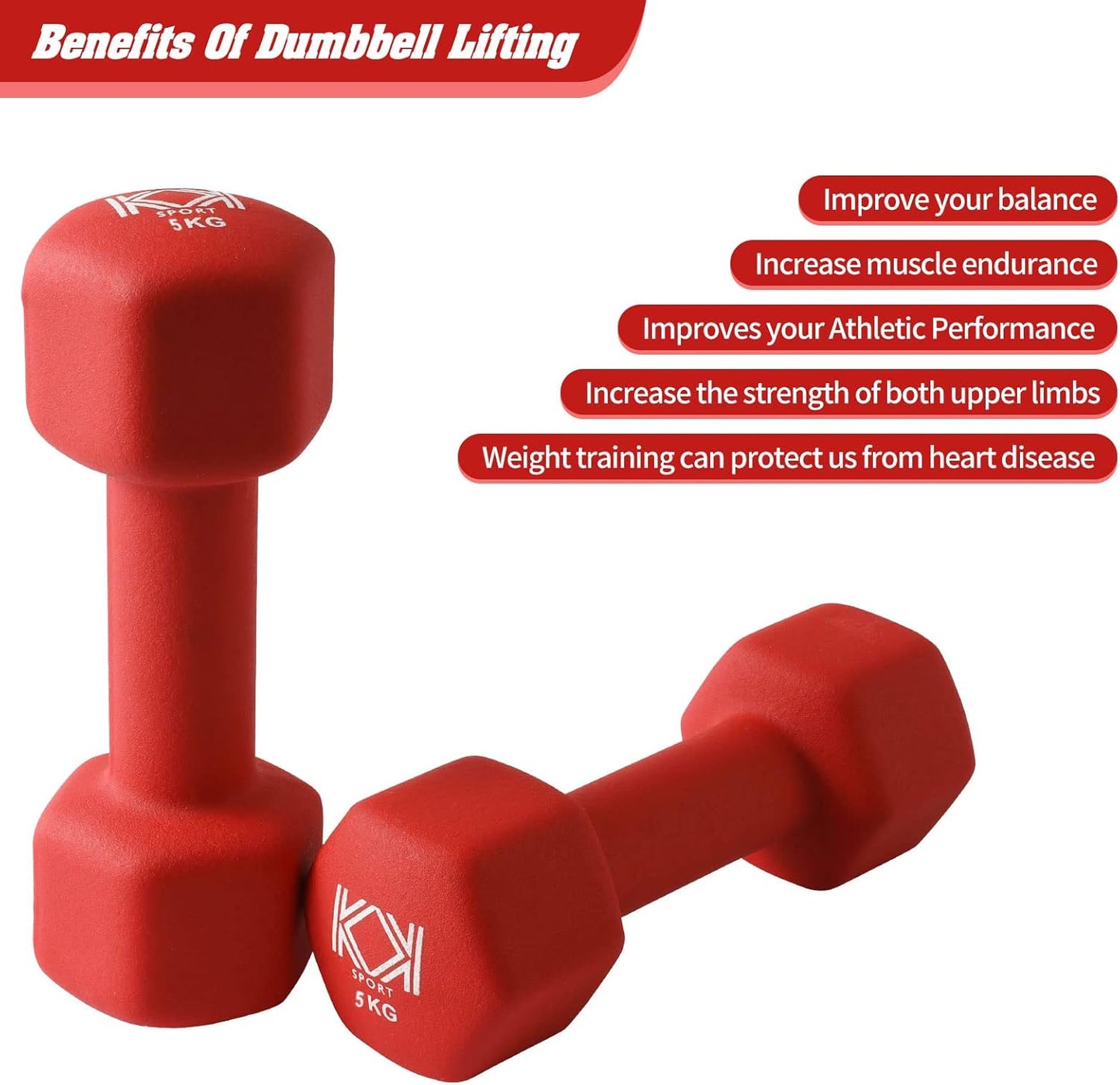 KK Neoprene Dumbbells for Home, and Gym- Hand Weights Dumbbells for Exercise