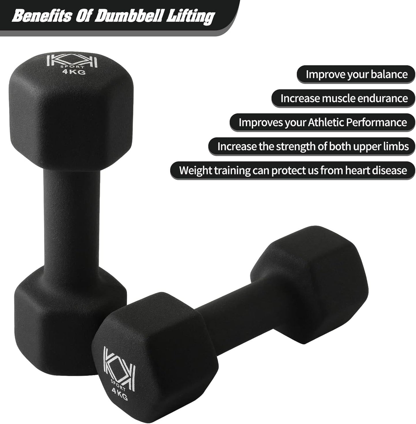 KK Neoprene Dumbbells for Home, and Gym- Hand Weights Dumbbells for Exercise