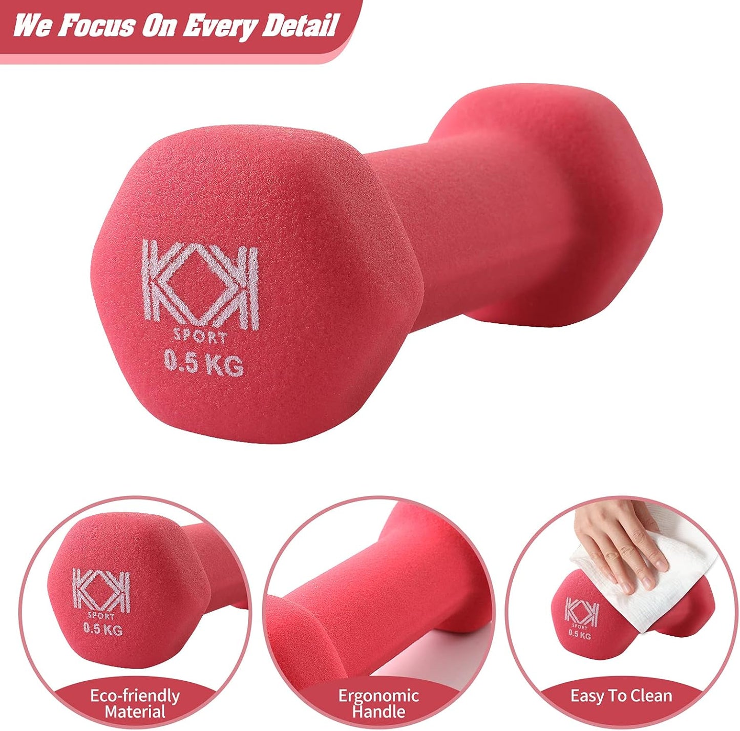 KK Neoprene Dumbbells for Home, and Gym- Hand Weights Dumbbells for Exercise