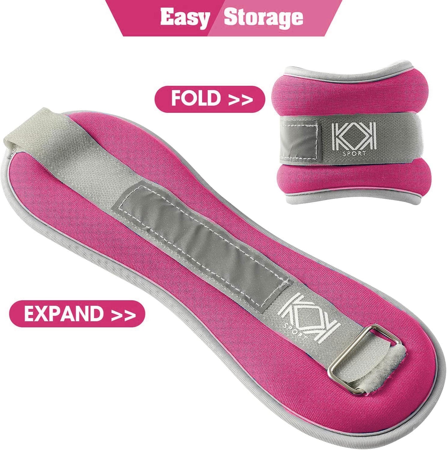 KK Neoprene Ankle Straps Pair - Adjustable Straps for Ankle - Leg Weights Pair for Exercise - Adjustable Leg Straps with Neoprene Padding for Walk, Running, Workouts, & Training