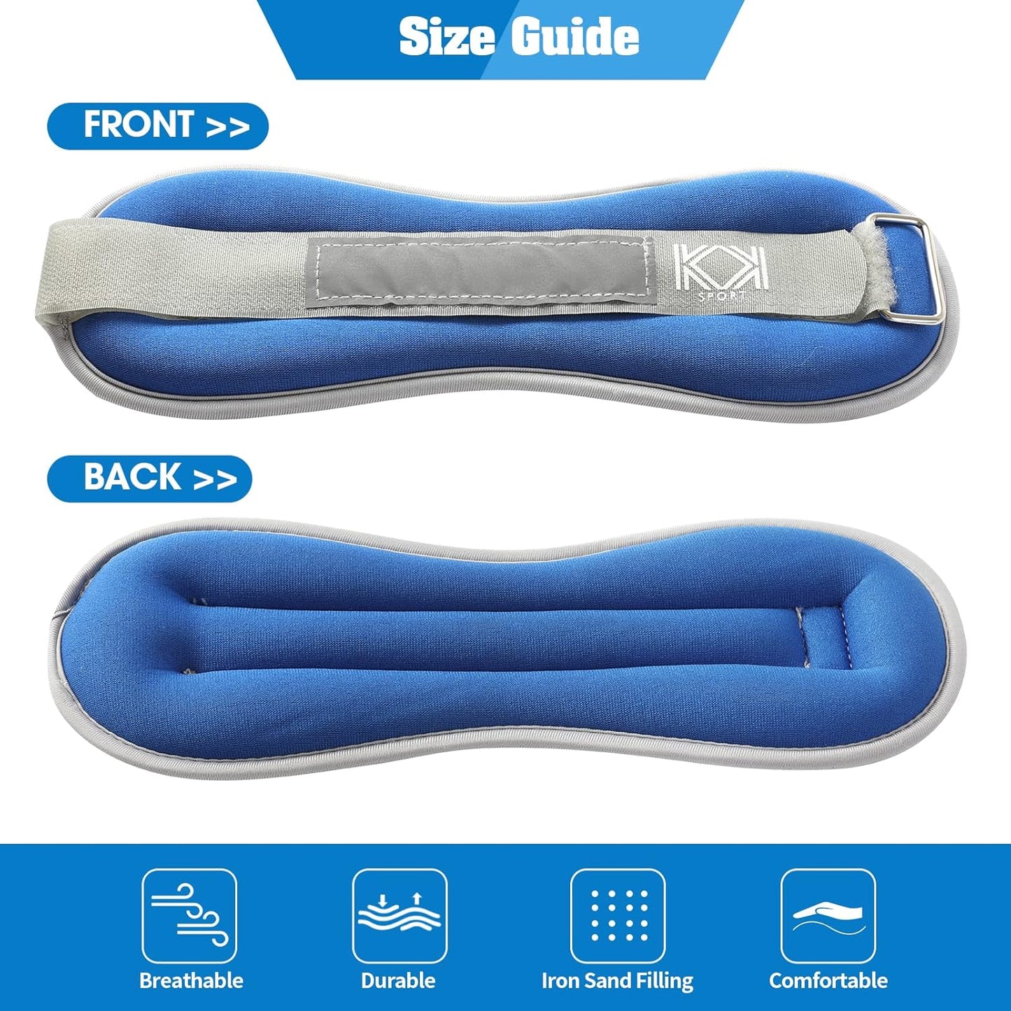 KK Neoprene Ankle Straps Pair - Adjustable Straps for Ankle - Leg Weights Pair for Exercise - Adjustable Leg Straps with Neoprene Padding for Walk, Running, Workouts, & Training