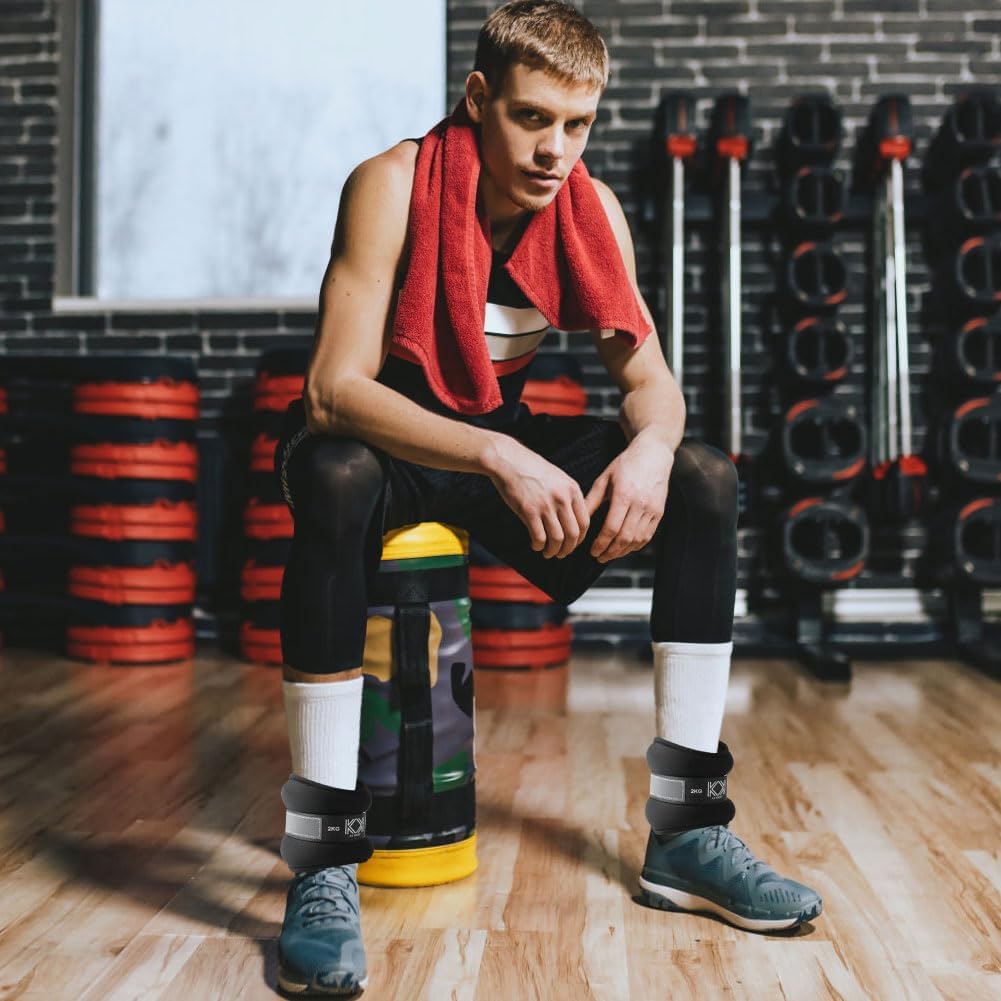 KK Neoprene Ankle Straps Pair - Adjustable Straps for Ankle - Leg Weights Pair for Exercise - Adjustable Leg Straps with Neoprene Padding for Walk, Running, Workouts, & Training