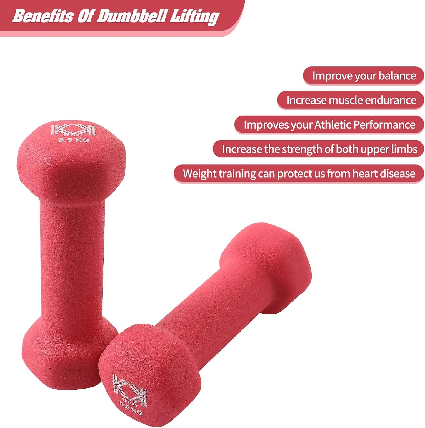 KK Neoprene Dumbbells for Home, and Gym- Hand Weights Dumbbells for Exercise