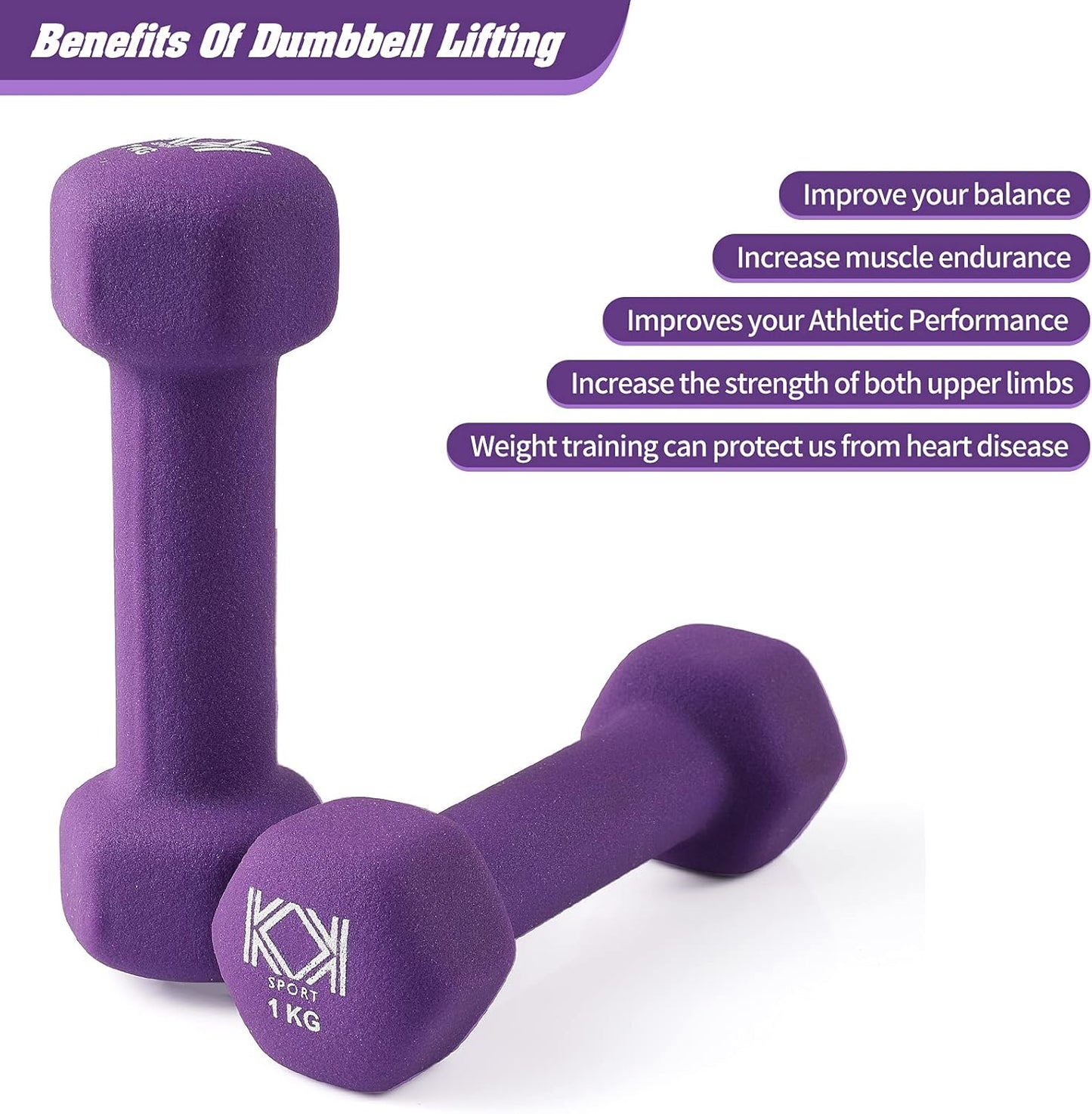 KK Neoprene Dumbbells for Home, and Gym- Hand Weights Dumbbells for Exercise