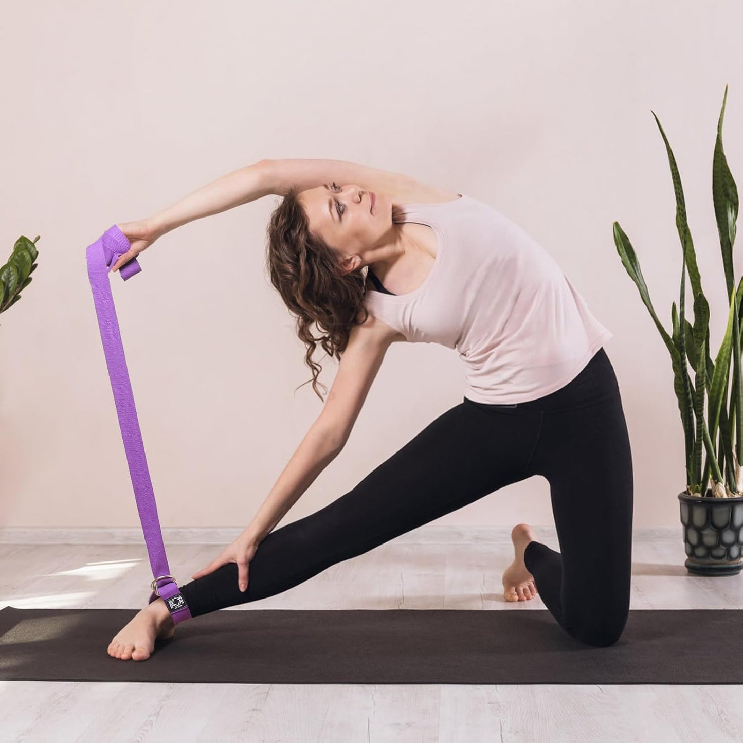 KK D-Ring Buckle Yoga Strap – 2M Long Yoga Belt - Adjustable, Non-Slip, Sweat-Wicking Exercise Straps For Maintaining Poses