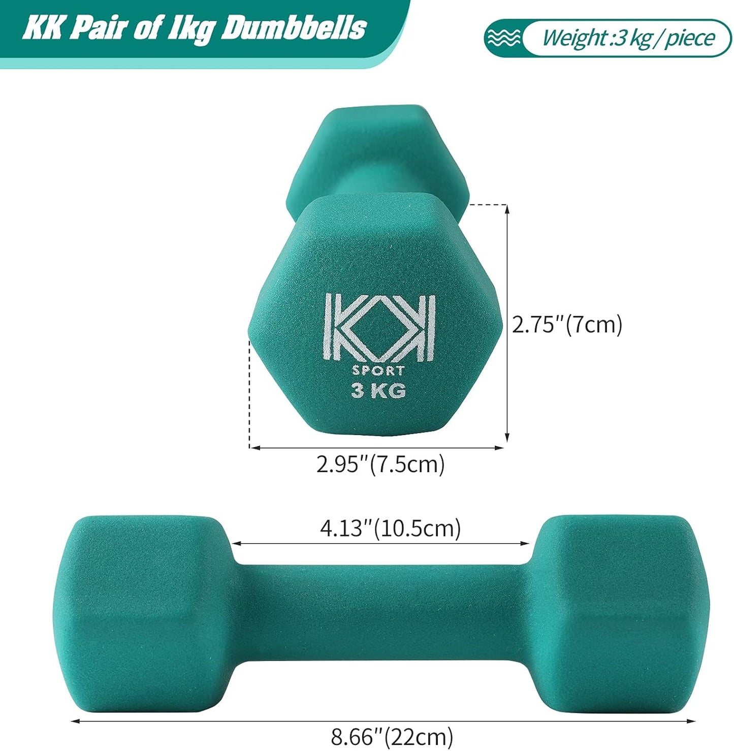 KK Neoprene Dumbbells for Home, and Gym- Hand Weights Dumbbells for Exercise