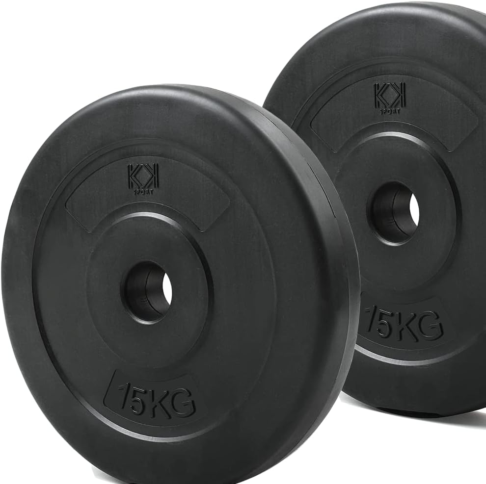 KK Vinyl Weight Plate Set. 1 Inch Vinyl Weight Disc Pair Dumbbell Plates for Home or Gym Training or Weightlifting