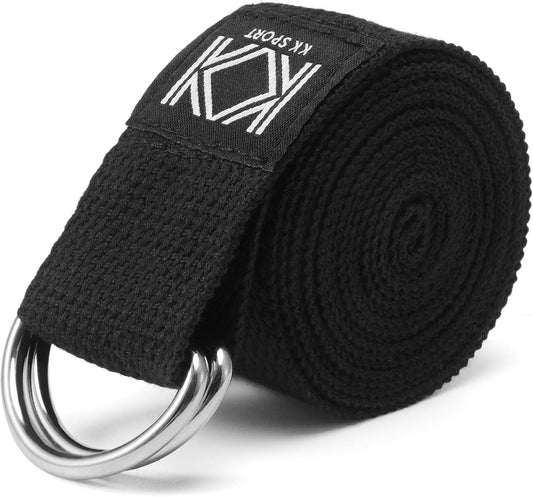 KK D-Ring Buckle Yoga Strap – 2M Long Yoga Belt - Adjustable, Non-Slip, Sweat-Wicking Exercise Straps For Maintaining Poses