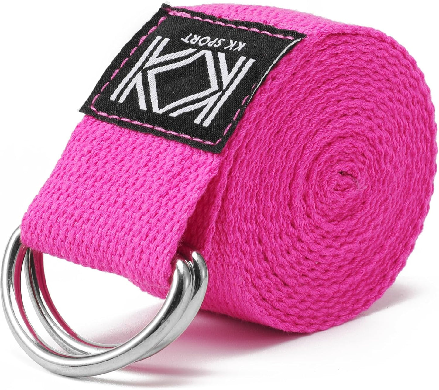 KK D-Ring Buckle Yoga Strap – 2M Long Yoga Belt - Adjustable, Non-Slip, Sweat-Wicking Exercise Straps For Maintaining Poses