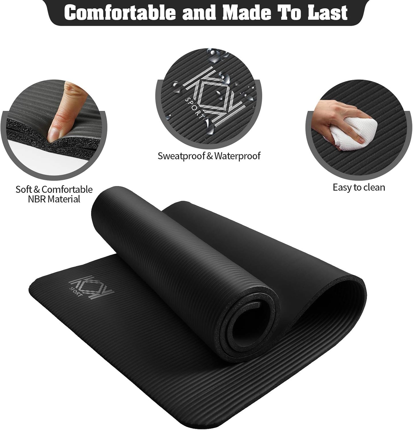 Yoga Mat 15mm thick padded NBR Non Slip Exercise Mats for yoga