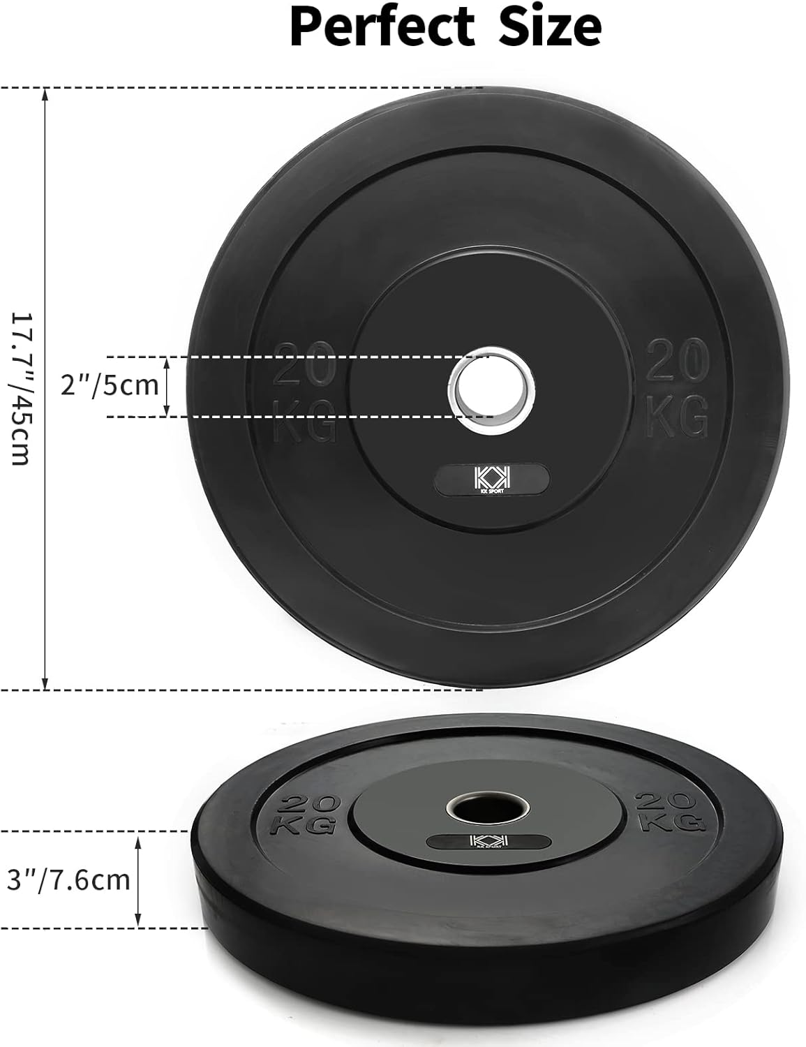 KK Rubber Weight Plate Set - 2 Inch Bumper Weight Plates – Durable Barbell Weights Set - Dumbbell Plates For Training & Weightlifting