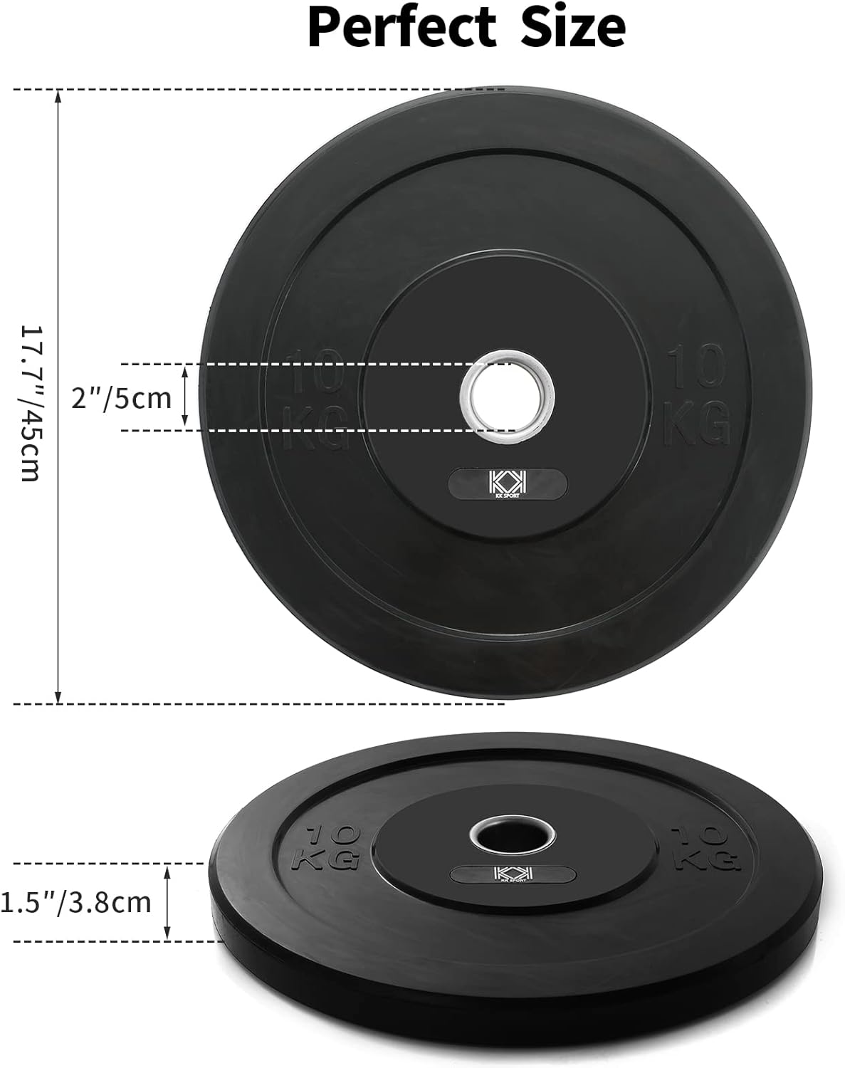 KK Rubber Weight Plate Set - 2 Inch Bumper Weight Plates – Durable Barbell Weights Set - Dumbbell Plates For Training & Weightlifting