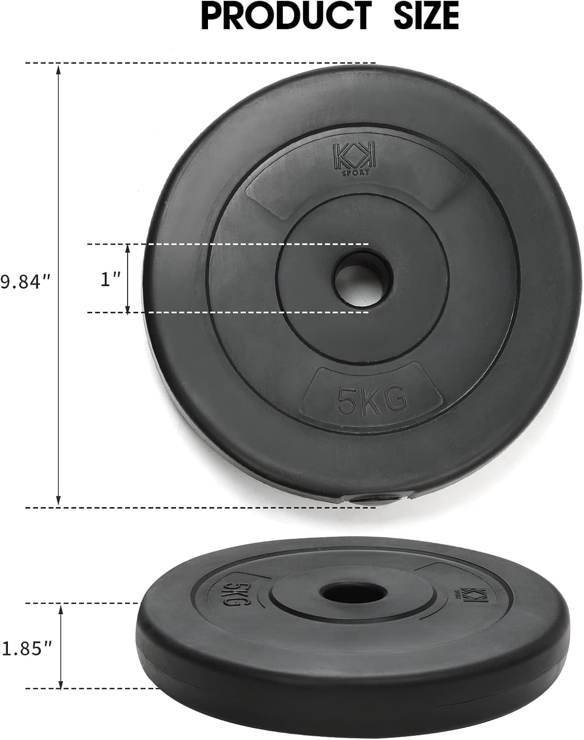 KK Vinyl Weight Plate Set. 1 Inch Vinyl Weight Disc Pair Dumbbell Plates for Home or Gym Training or Weightlifting