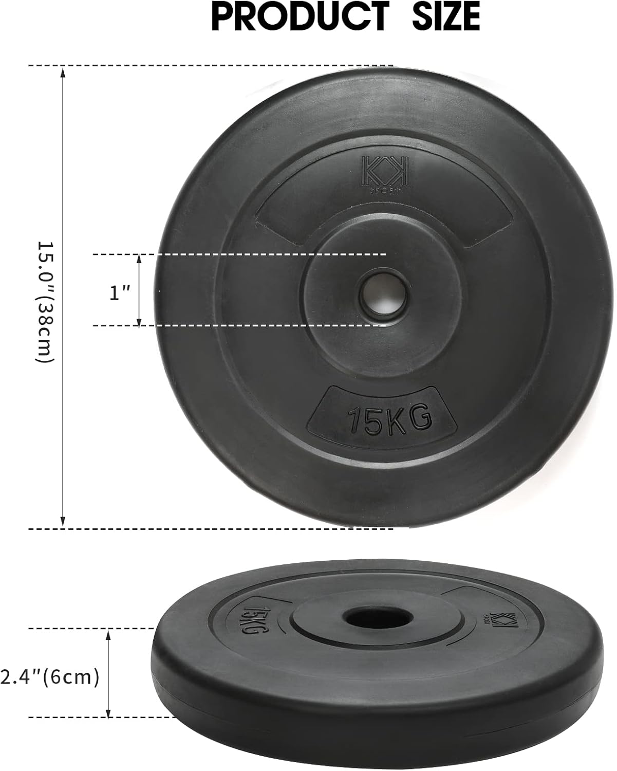 KK Vinyl Weight Plate Set. 1 Inch Vinyl Weight Disc Pair Dumbbell Plates for Home or Gym Training or Weightlifting