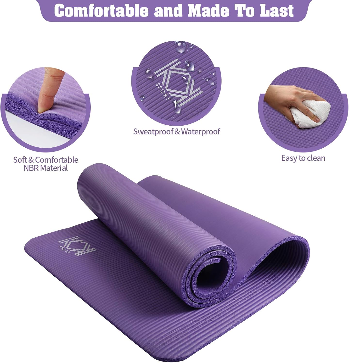 Yoga Mat 15mm thick padded NBR Non Slip Exercise Mats for yoga
