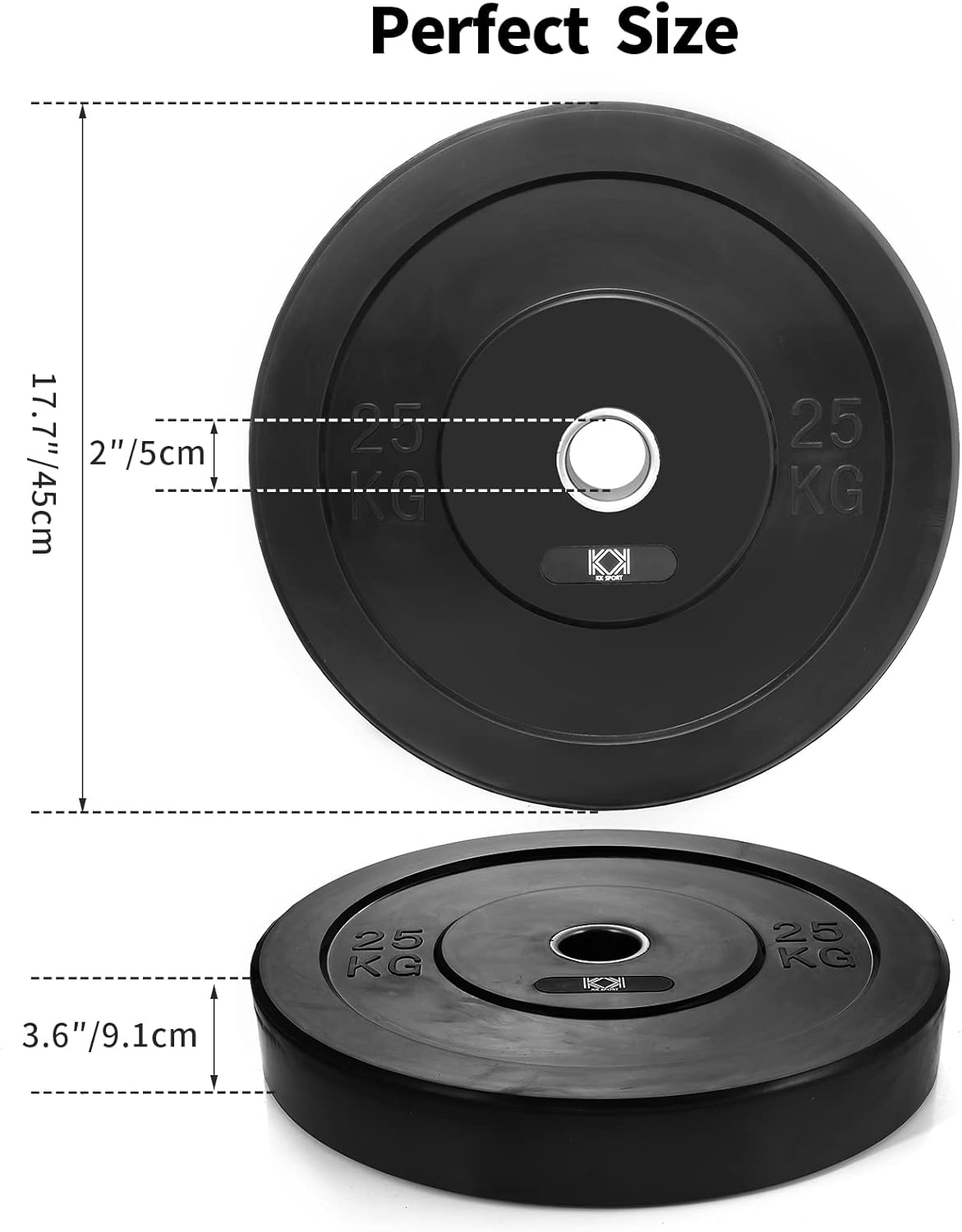 KK Rubber Weight Plate Set - 2 Inch Bumper Weight Plates – Durable Barbell Weights Set - Dumbbell Plates For Training & Weightlifting