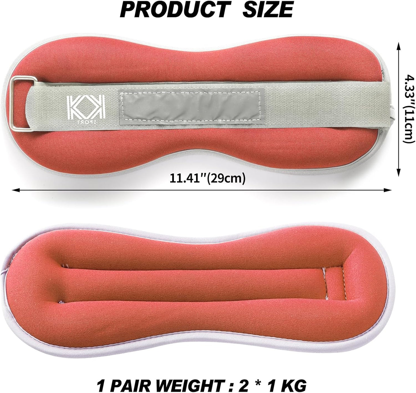 KK Neoprene Ankle Straps Pair - Adjustable Straps for Ankle - Leg Weights Pair for Exercise - Adjustable Leg Straps with Neoprene Padding for Walk, Running, Workouts, & Training