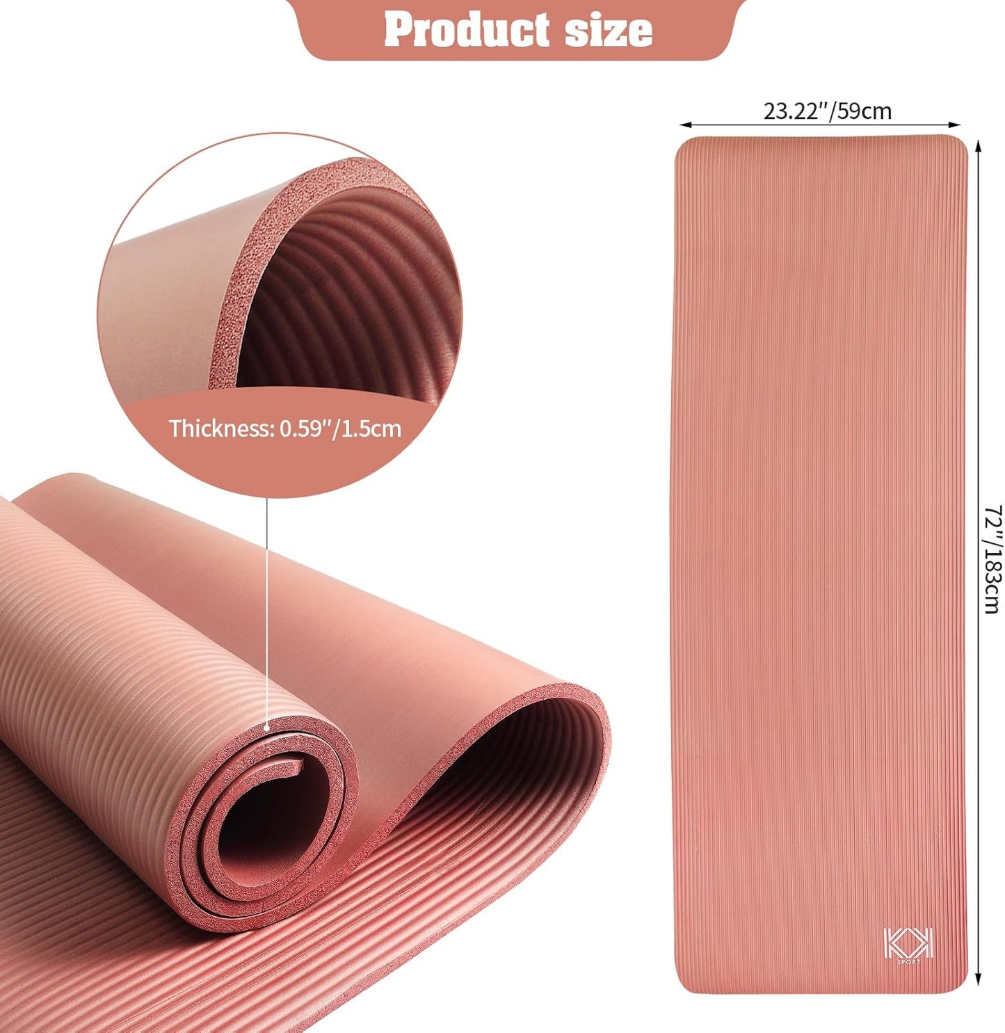 Yoga Mat 15mm thick padded NBR Non Slip Exercise Mats for yoga