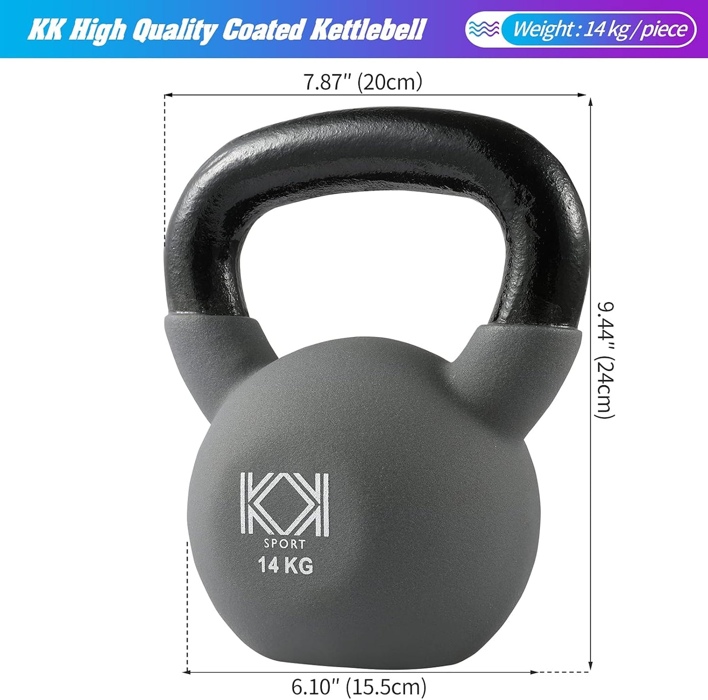 KK Cast Iron Kettlebells Neoprene Coated 2kg – 24kg