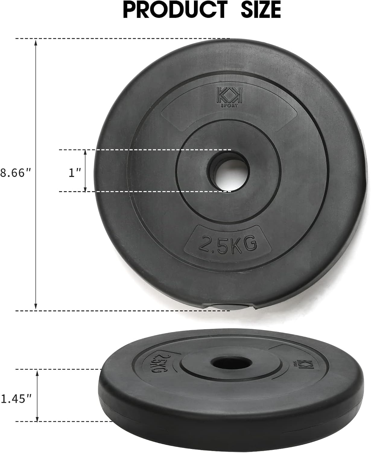 KK Vinyl Weight Plate Set. 1 Inch Vinyl Weight Disc Pair Dumbbell Plates for Home or Gym Training or Weightlifting